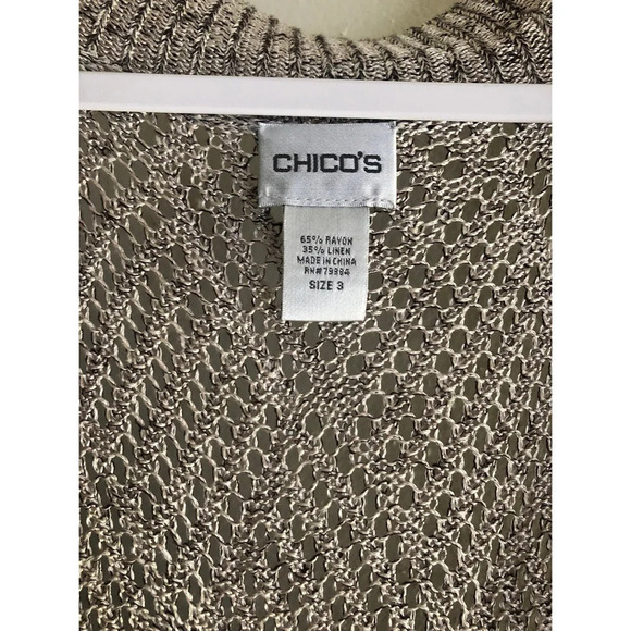 chico's knit crochet duster cardigan Coverup Rayon/Linen sz 3 - Picture 3 of 7